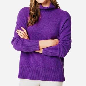 J.Crew Extra Soft Merino Wool Mock Neck Sweater Size XL Grape Violet NWT
